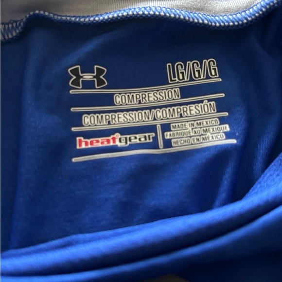 Under Armour UA Large L Blue Form Fit Compression Moisture Wick Logo Shirt NWT - Picture 5 of 8